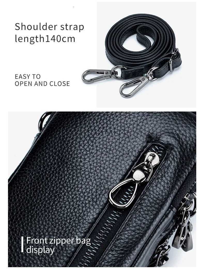 Lightweight Crossbody Messenger Bag Womens Cow Leather Small Shoulder Purse Multi Compartment Pocket Vertical Phone BagT251126