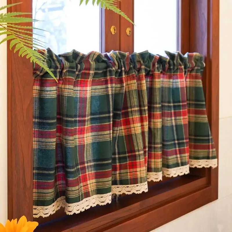 Curtain Christmas Buffalo Plaid Check Curtains Blackout Rod Pocket Valances Checkered Window Drapes for Farmhouse Bedroom Living Room 1 Panel Y251126