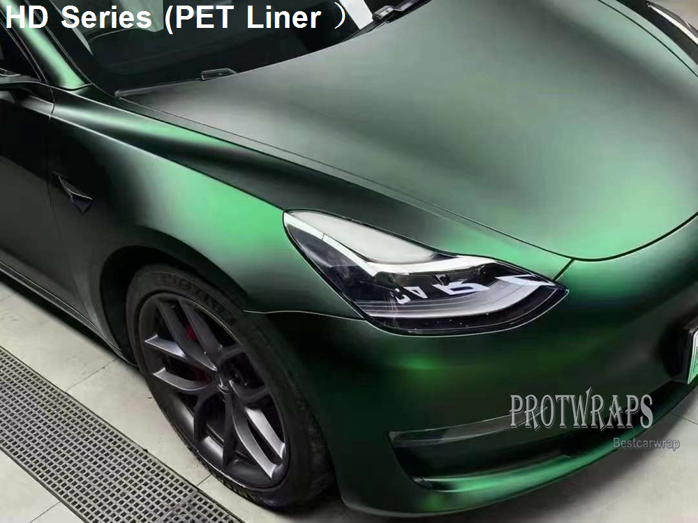 Premium PET HD Phantom Venom Green Satin Chrome Vinyl Wrap Sticker Whole Car Covering Film Foil Air Release 1.52*18m 5x59ft