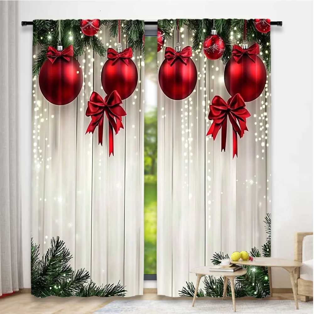 Curtain Christmas 2pcs 2D flat printing Merry Christmas Curtains FestiveOrnaments2 Digital Printed Polyester Drapes Party Decorations Perfect Y251126