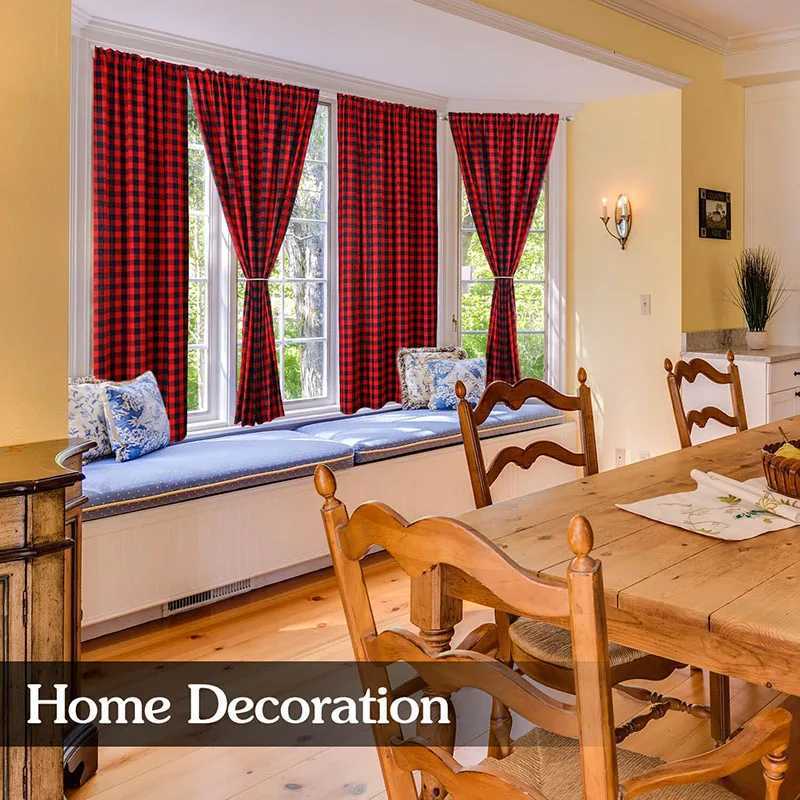 Curtain Christmas 1Panel Buffalo Check Curtains Black Red Plaid Blackout Drapes Farmhouse Kitchen Country Living Room Bedroom Christmas Decoration Y25