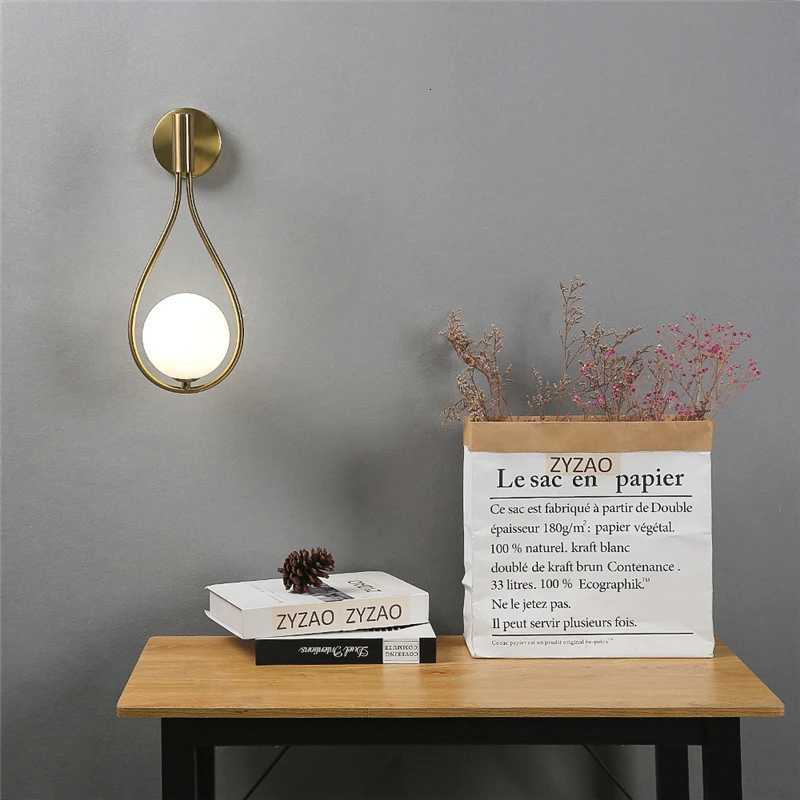 Nordic Simple Glass Ball Wall Lamps Modern Iron Water Drop Wall Lamp LED Decorative Lighting Fixtures of Living Room Bedroom G9 M251126