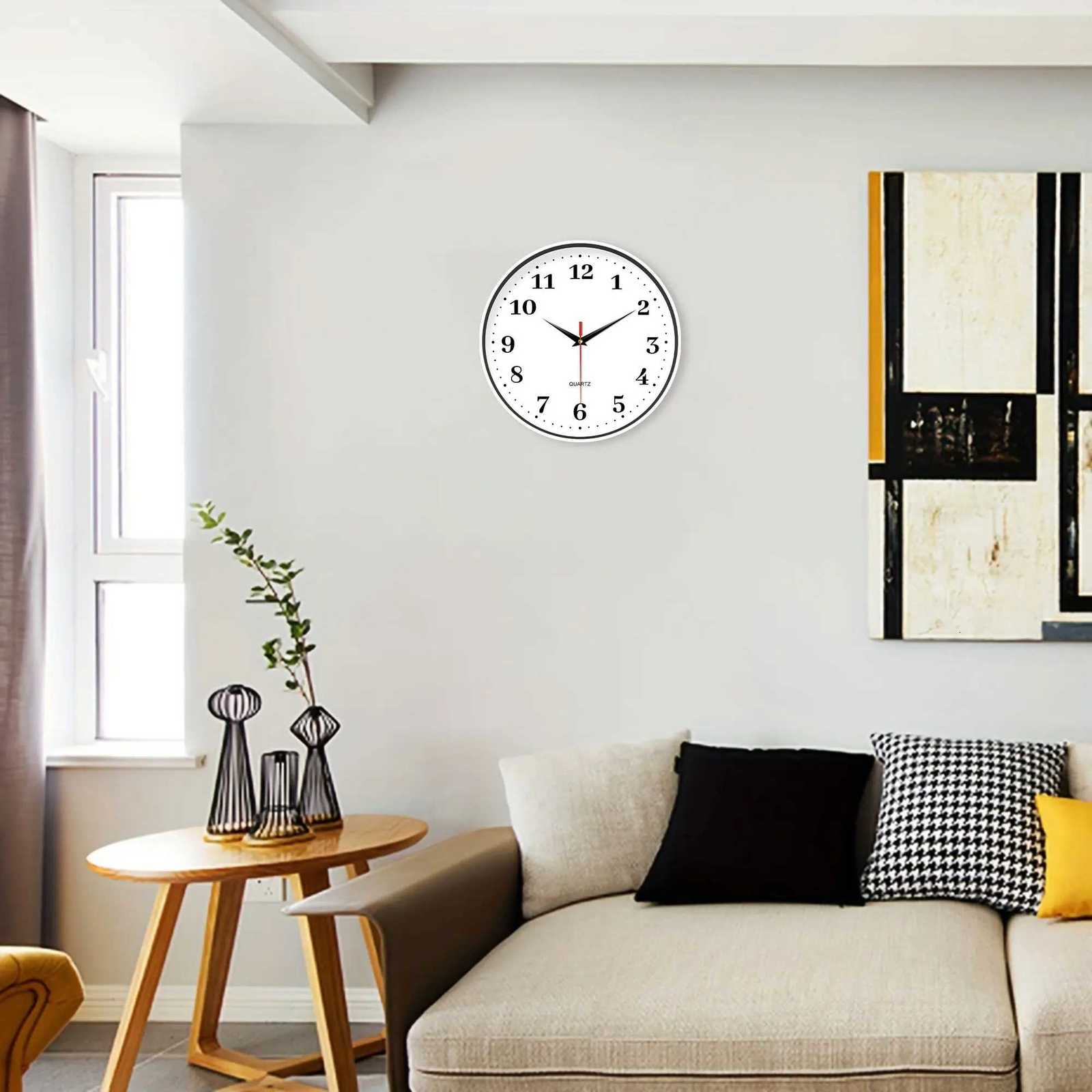 An 8-inch silent wall clock modern white wall clock with simple design battery operated quartz clock adorns the family living C251126