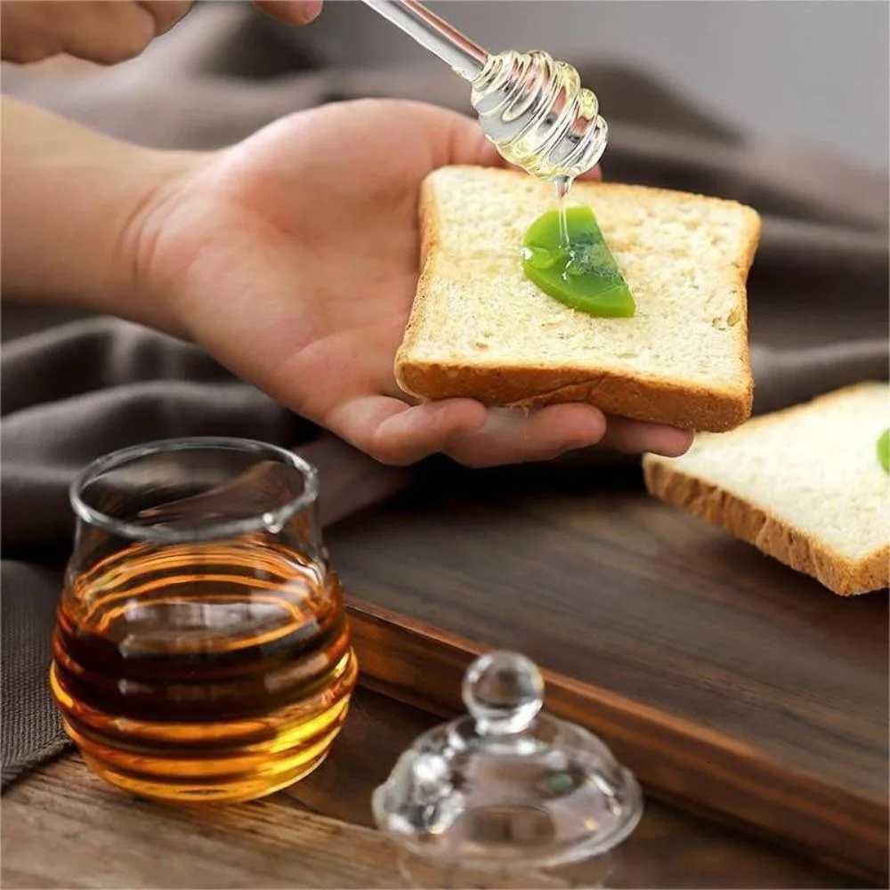 Transparent Honey Pot with Dipper and Lid Honeycomb Tank Kitchen Honey Bottle for For Wedding Party Office Kitchen Home Y251126