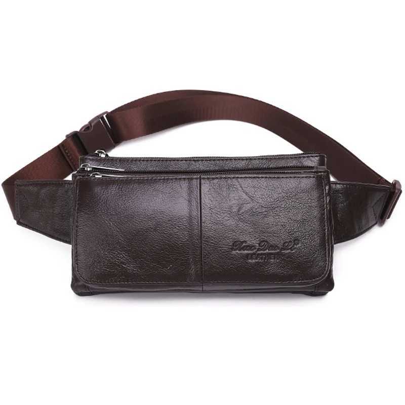Men Waist Fanny Pack Belt Hip Bag Purse Genuine Leather Travel Fashion Real Cowhide Male Shoulder Sling Chest Cross body BagT251126