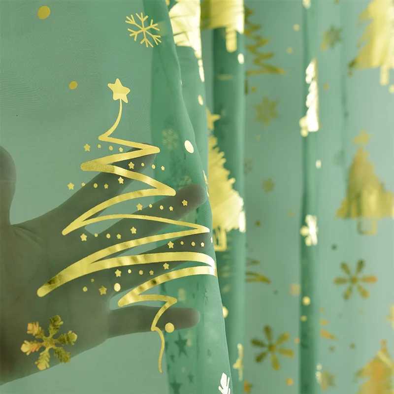 Curtain Christmas A93E-Festive Christmas Window Curtains 2 Pieces With Snowflake Print Design For Living Room Decorations Y251126