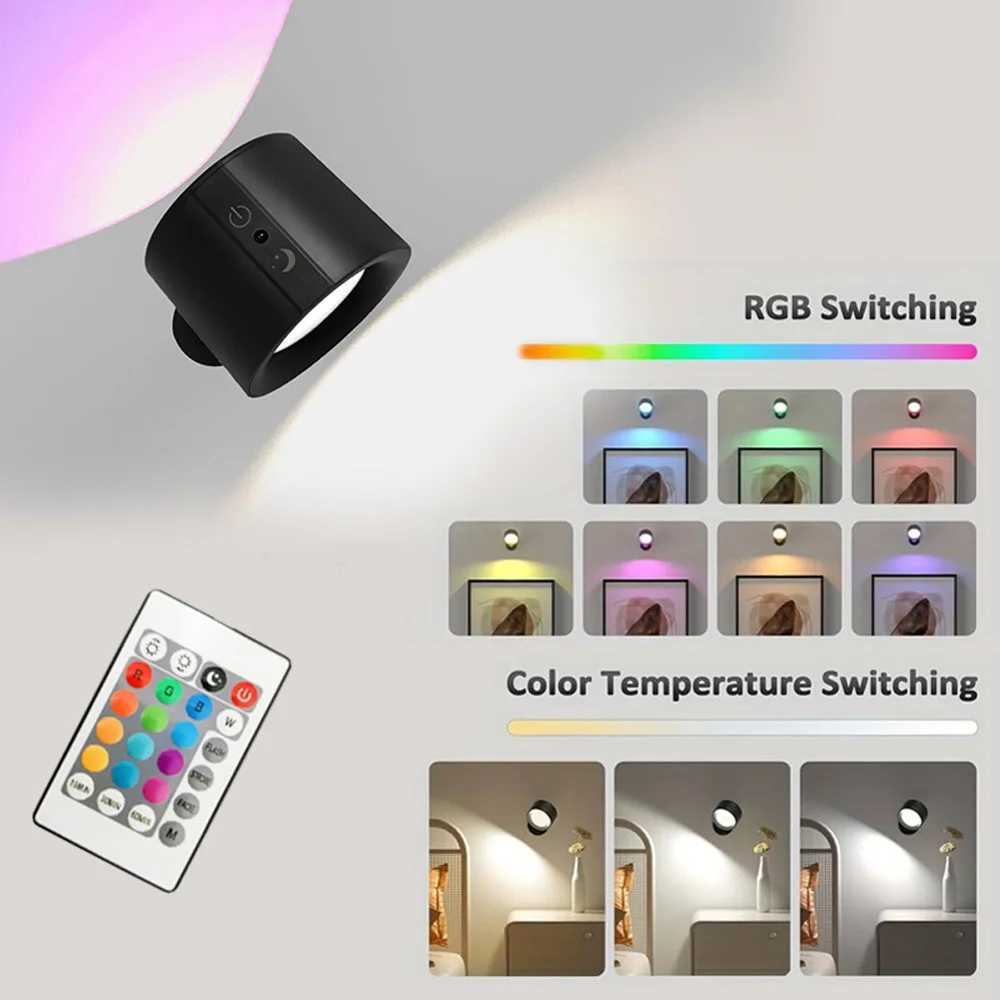LED Wall Sconces Light Touch Control Double Head Wall Lamp 360 Rotatable 12 Colors Wall Lights Wireless Night Lights For Bedroom M251126