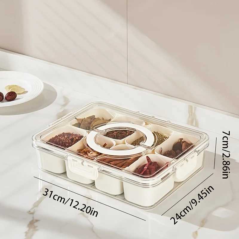 4Grid /8 Grid Snack Box Container Portable Travel Charcuterie Board with Lid Refrigerator Food Storage Box Snack Organizer Y251126