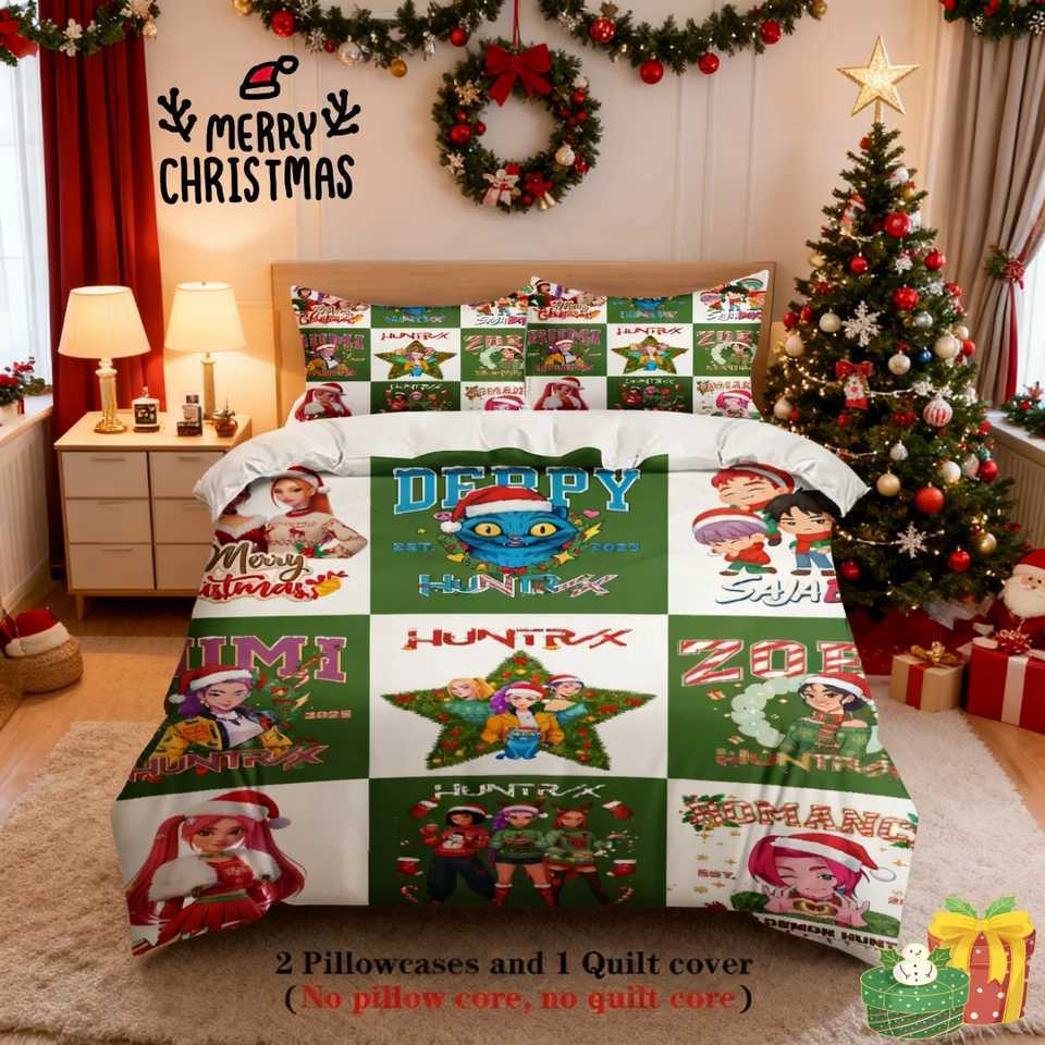 Christmas Christmas Bedding Set Demon Hunters Duvet Cover Set Queen King Size Quilt Cover Duvet Cover Sets With Pillowcase Christmas Gift Y251126