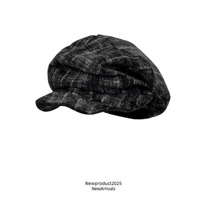 Japanese Mixed-color Literary and Artistic Plaid Beret Women Spring and Autumn Large Version Octagonal British Newsboy Cap J251125