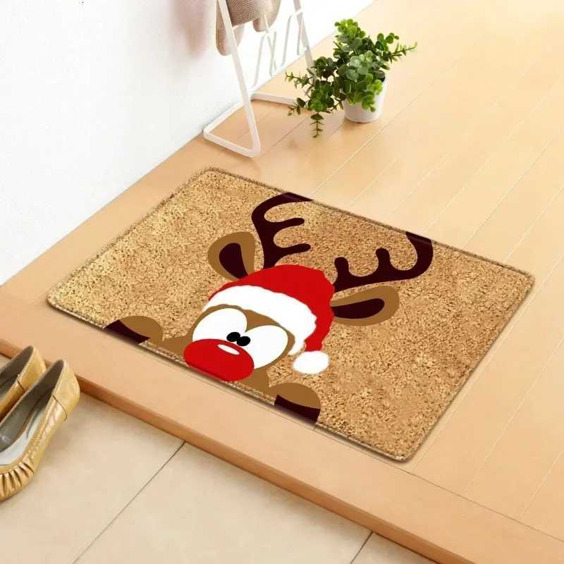 Christmas Santa Reindeer Tree Doormat Festive Holiday Design Merry Christmas Mat for Entryway Home DecorM251126