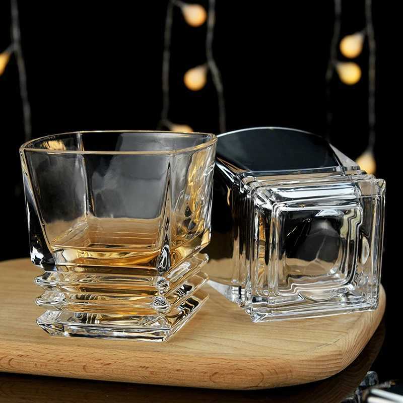 280ml Whiskey Glass Square Pagoda Shaped Wine Glass Drinkware Vintage Cup Drinking Bottle Bar Party Mugs Transparent Brandy Cup C251126