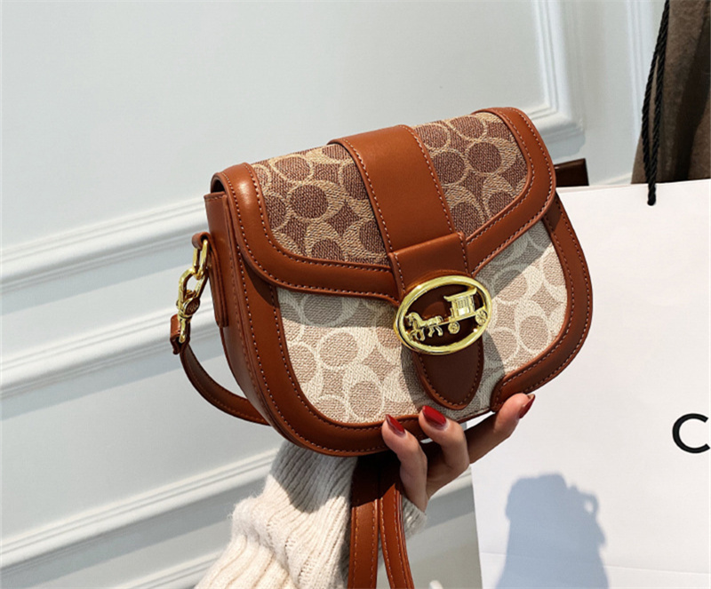 Designer bag free shipping 2025 new fashionable temperament saddle bag premium texture printed women's single shoulder crossbody bag