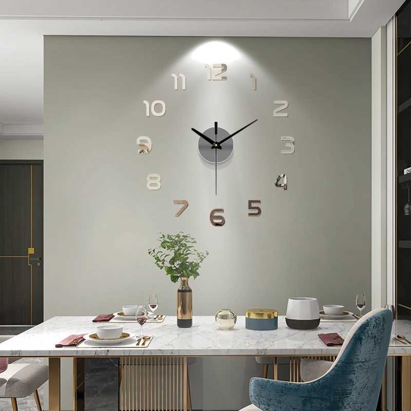 Large Wall Clock Quartz 3D DIY Big Watch Decorative Kitchen Clocks Acrylic Mirror Sticker Oversize Wall Clocks Home Letter Decor C251126