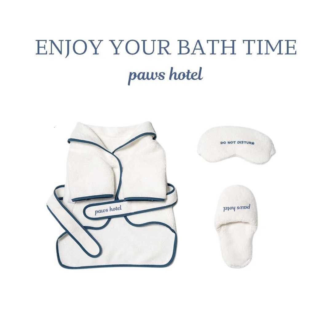 Cute INS Hotel Style Puppy Dog Clothes Pet Bath Towel Bathrobe Photo Props Nightgown Pajamas Designer Bichon Teddy Bulldog Gift Y251126