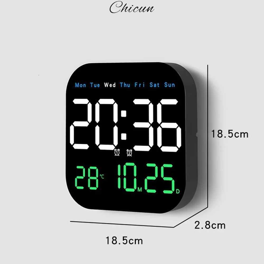 Digital Wall Clock with Remote Control LED Alarm Clock Temperature Date Week Display Electronic Table Clock 12 H 24H C251126