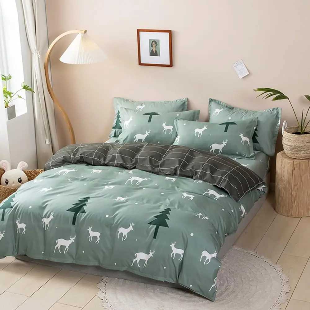 Christmas Christmas Green Duvet Cover Christmas Tree Snowflakes Bedding Set Happy New Year Quilt Cover Holiday Gifts Bedroom Decoration Y251126