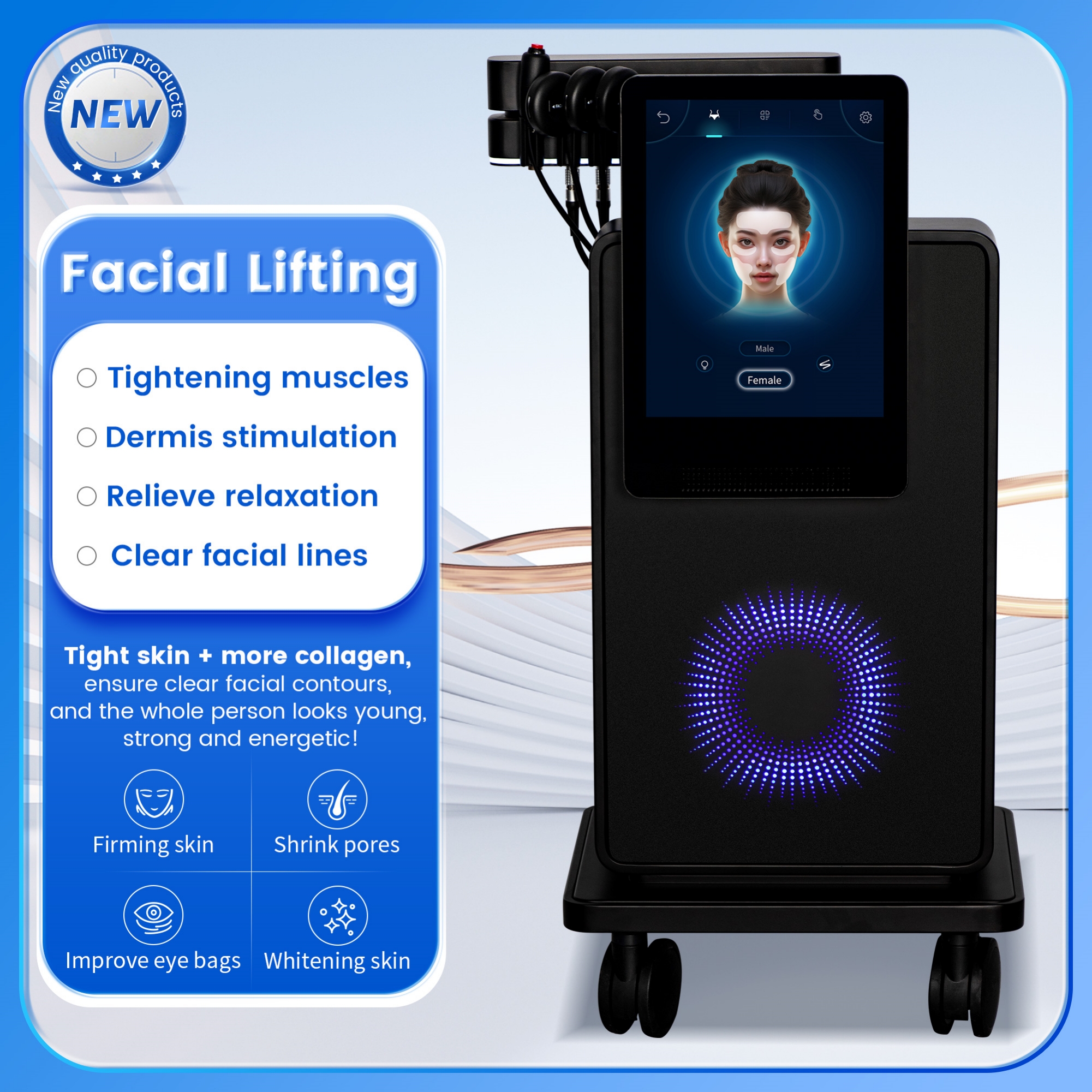 MYOSLIM Facial Slimming and Skin Whitening Machine For Beauty Clinic Use Face Tightening Dermis Stimulation and Wrinkle Removal Treatment Device