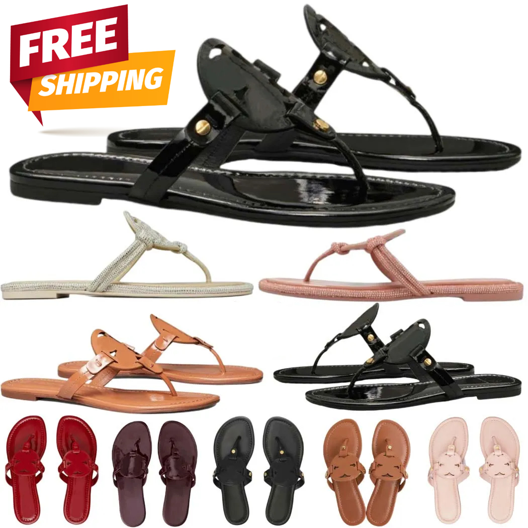 Womens designer slides toryburcg sandals fashion Summer Beach Casual Designer Slippers top quality black white sandals