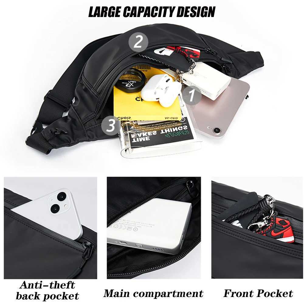 Men Waterproof Simple Leisure Outdoor Travel Fanny Pack Adjustable shoulder Crossbody Waist Bag Man Walk Cycling Sports Belt BagT251126
