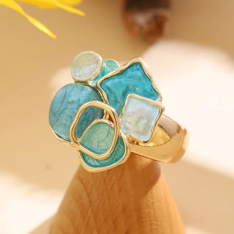 25 New Luxury Palace-style in Ring Colorful Enamel Adjustable Jewelry Rings Fashion Geometric Resin Rings for Women Party Holiday Gift gold designer l - view 3