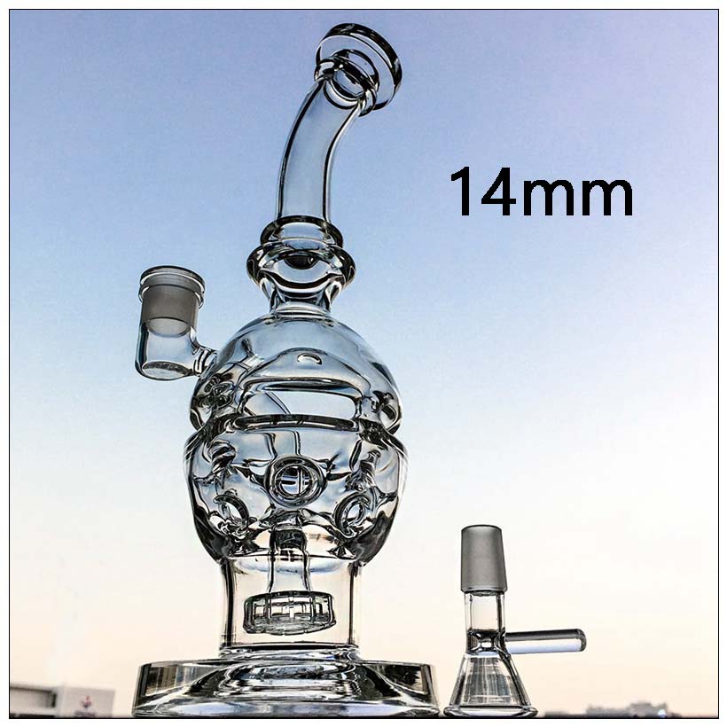 14mm New Glass Bong Fab Egg Recycler Pipe Small Bong Swiss Perc MFE01