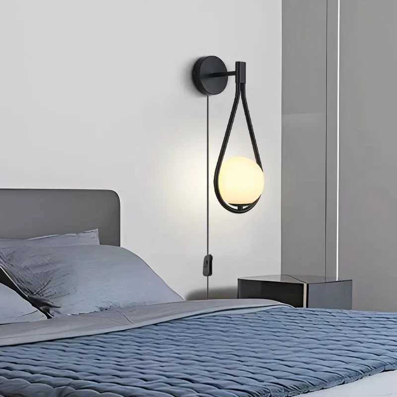 Black Copper Indoor LED Wall Lights with Plug Switch for Bedroom LED Wall Lamps with G9 Bulb Wall Sconce Decor for Corridor M251126