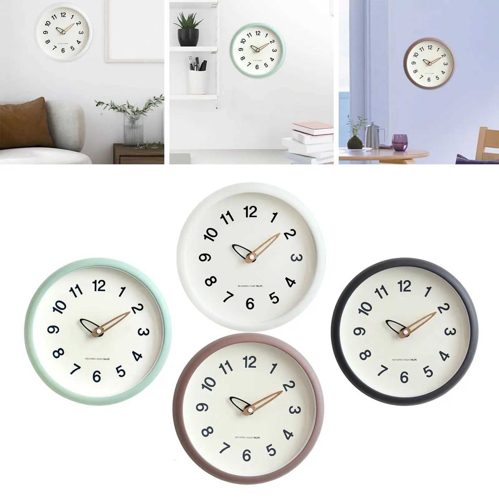 25cm Wall Clock Modern Lightweight Round Silent Easy to Read Large Numerals for Office Study Room Farmhouse Kitchen Decoration C251126