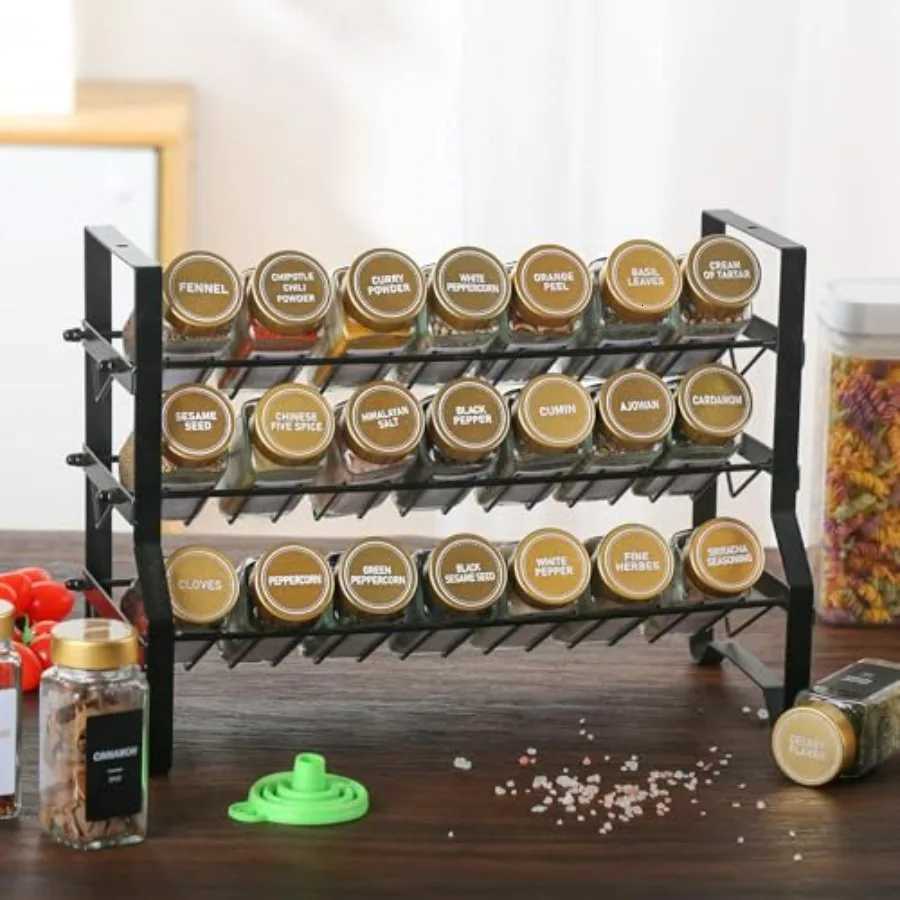 Glass Spice Jars with Label 24Pcs Spice Jars with Shaker Lids-4 oz Gold Spice Seasoning Jars Bottles Containers Set for Spice R Y251126
