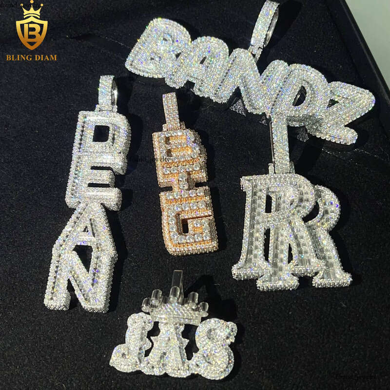 New Design Arrival Hip-Hop Jewelry Vvs Silicon Stone Pure Sier Iced Out Pendant