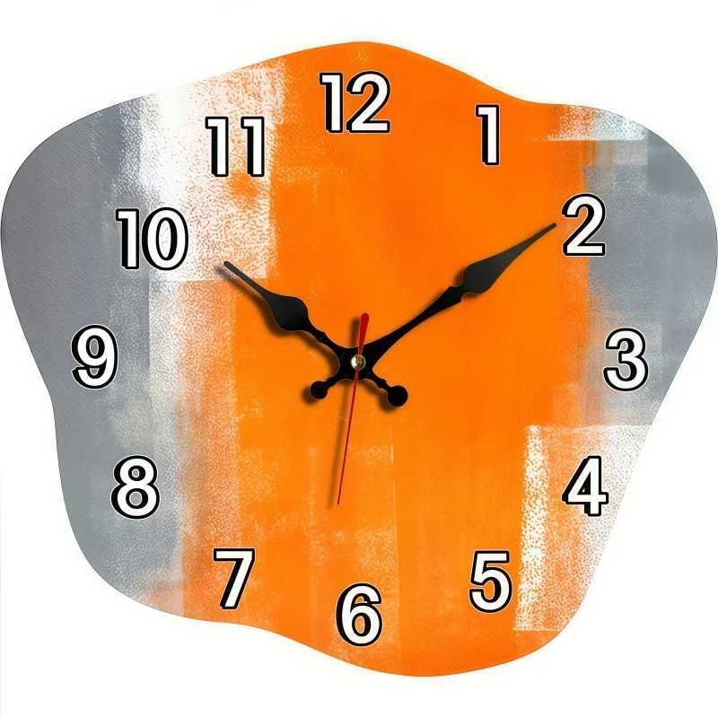 Gray Orange Abstract Art en Wooden Silent Hanging Wall ClockSuitable for Living RoomOfficeStudy BedroomHome Decoration C251126