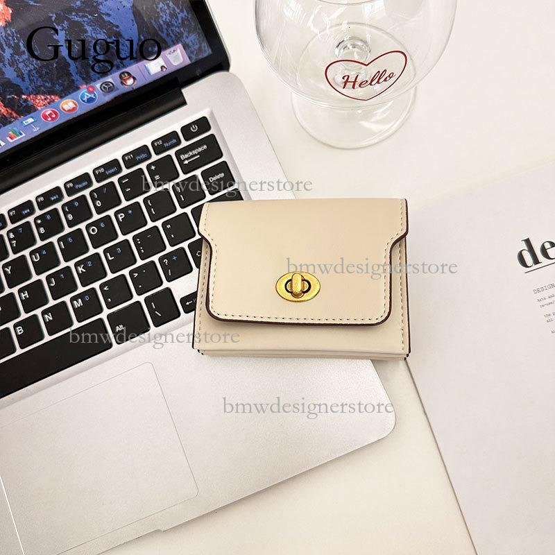 Guguo Designer Luxury Metal Buckle Wallet New Fashion Multi Compartment Women's Card Bag Unique Dopamine INS Korean Short Handbag Coin Bag Key Ba