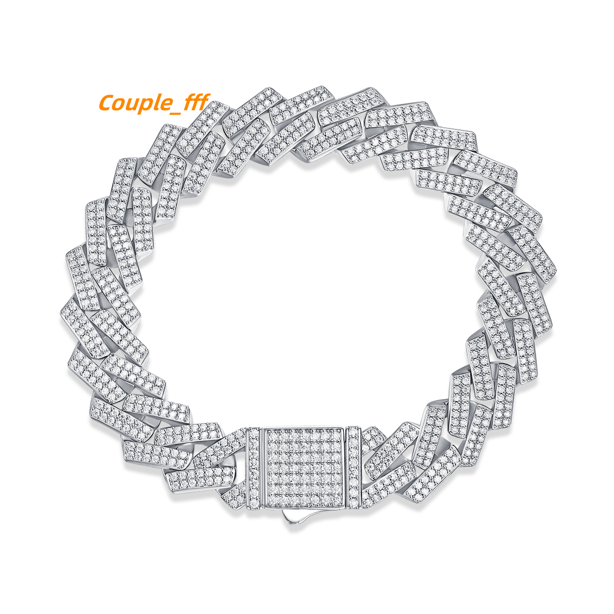 Wholesale Men Hip Hop 925 Sterling Silver GRA Certified VVS Width 14mm Plating White Gold Moissanite Jewelry Cuban Link Bracelet