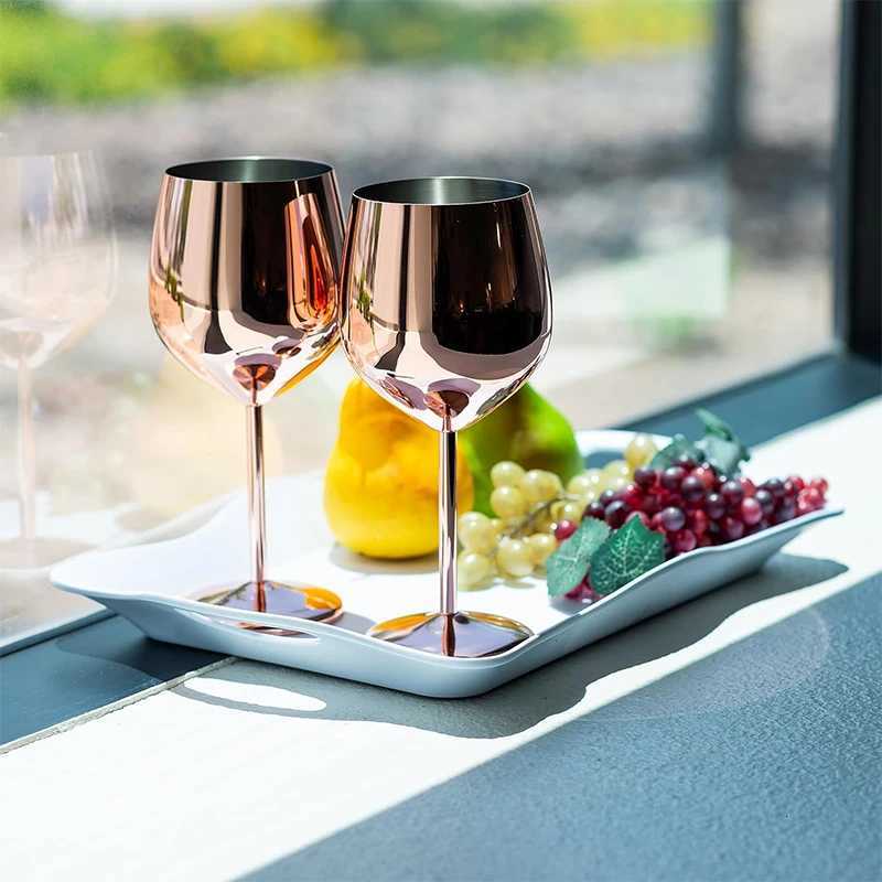 304 Stainless Steel Cocktail Glass 2PCS Champagne Goblet Wine Cup Set Durable Sturdy Mental Rose Gold Red WIne Drinking Cup C251126