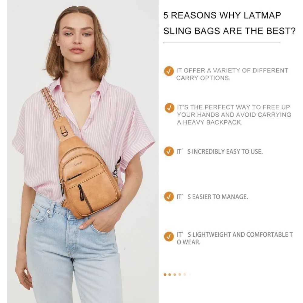 Sling Bag For Women Men Backpack Fanny Pack Crossbody Chest Travel Shoulder Belt Bags Purse Handbag PU LeatherT251126