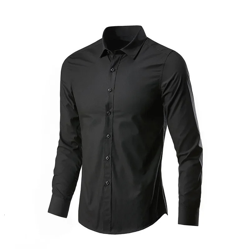 Mens long sleeved casual shirt slim fit business style white workwear fashionable Korean version no ironing required 250425