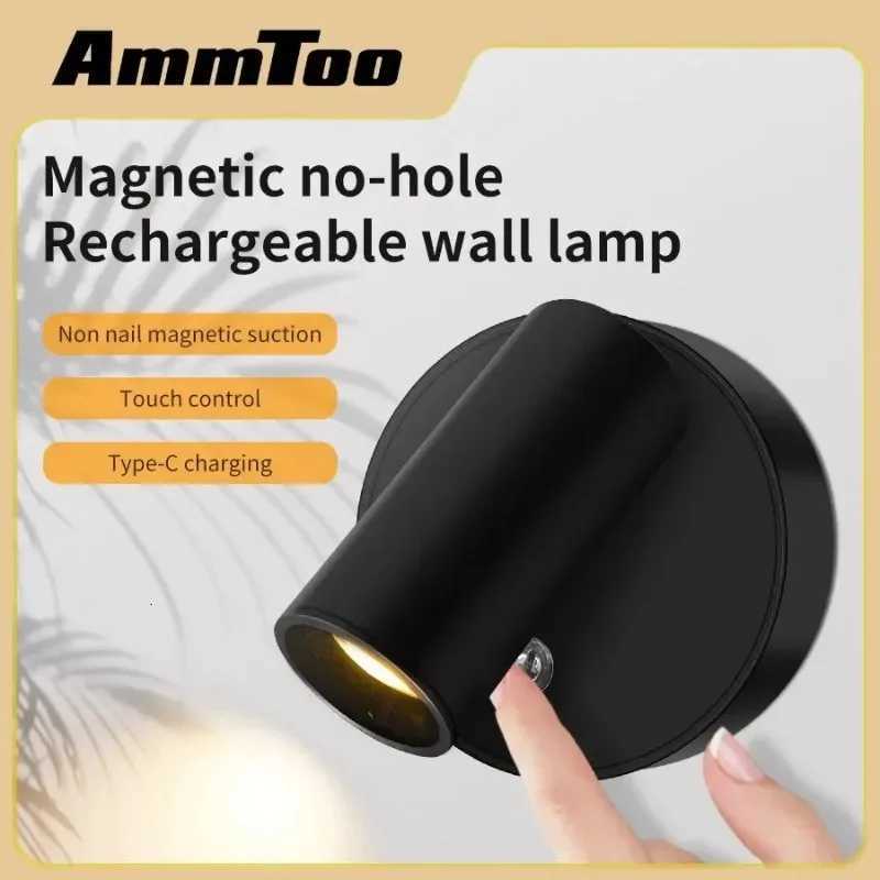 LED Light Magnetic USB Rechargeable Wall Light Spotlight Wireless Wall Lamp Reading Light Bedroom Bedside Light M251126