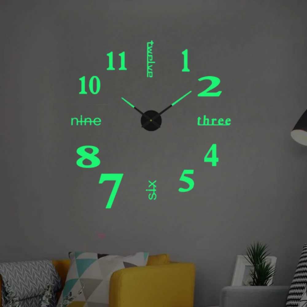 2023 Modern Design Large Wall Clock 3D DIY Quartz Clocks Fashion Watches Acrylic Mirror Stickers Living Room Home Decor Horloge C251126