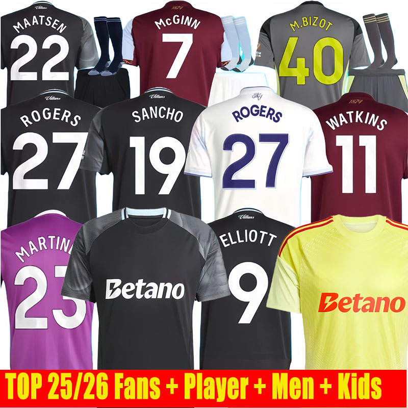 Mens top 25 26 Aston goalkeeper BAILEY MALEN soccer jersey home away third 2025 2026 villa McGINN ONANA WATKINS KONSA MARTINEZ Men kids kit