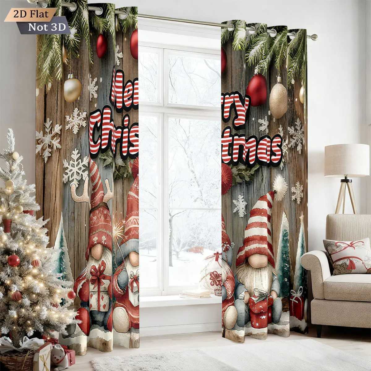 Curtain Christmas 2pcs Merry Christmas goblin print blackout curtains multi size living room insulation holiday decoration easy installation Y251126
