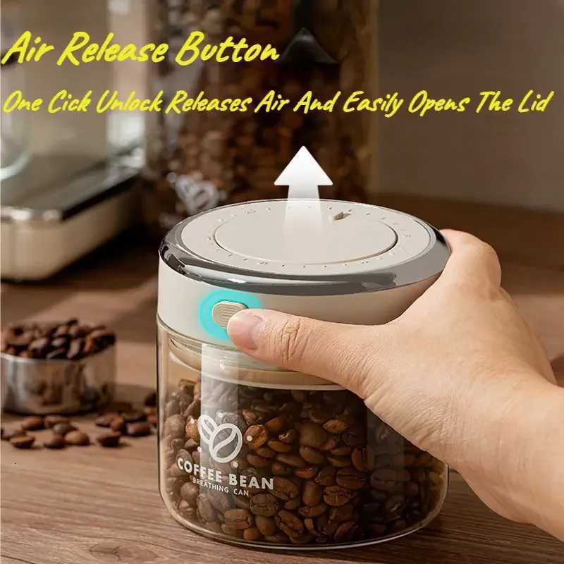 500/1100/1700 Coffee Beans Vacuum Sealed Tank Glass Food Storage Jars with CO2 Valve Household Moisture-proof Airtight Container Y251126