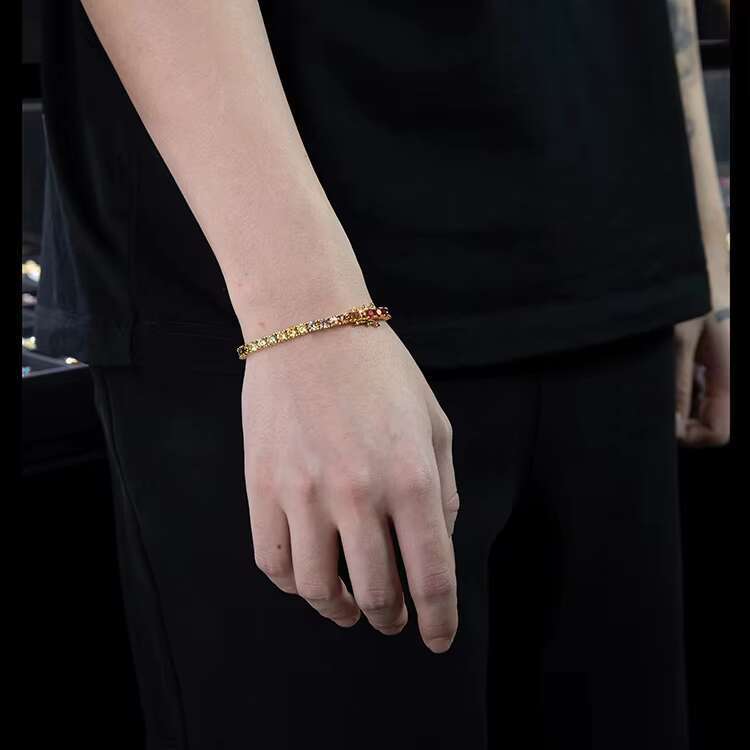 Polychrome Rainbow 3mm-6.5mm High Quality 5A CZ Diamond Real 925 Silver Bracelet Tennis Chain