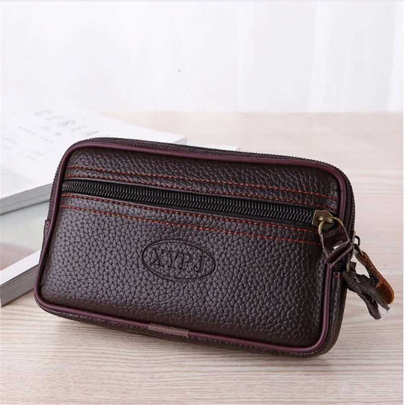 Mobile Phone Waist Bag For Men Testificate Belt Bag Leather Coin Purse Strap Pocket Cellphone Bag Clutch Bag Belt Waist PacksT251126