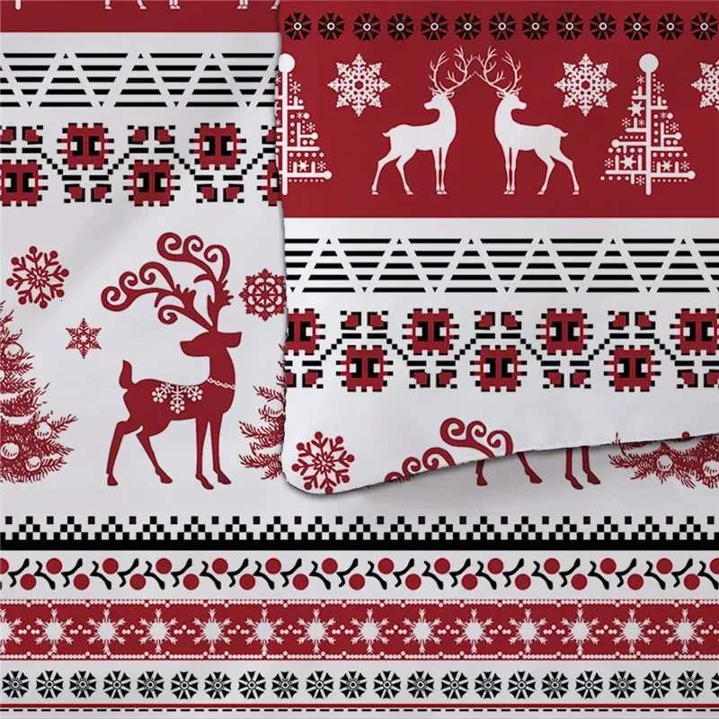Christmas Christmas Duvet Cover Set Snowflake Red Elk Reineer Tree Queen King Double Bedding Set Twin Single Boys Adult New Year Gift Y251126
