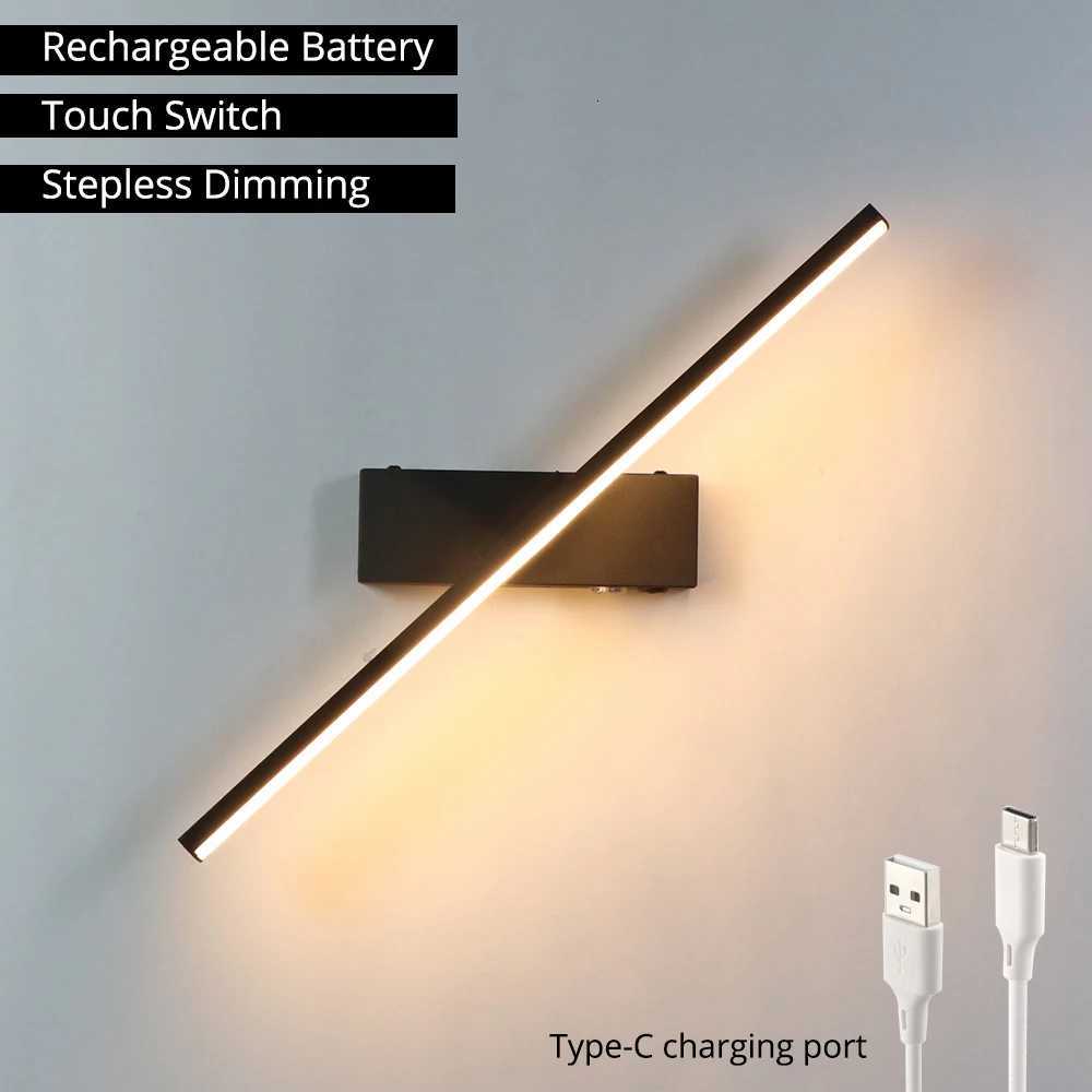 Rechargeable Battery LED Wall Light With Touch Switch Dimming Bedroom Bedside Wall Lamp Aluminum Iron Type-C DC5V Night Light M251126