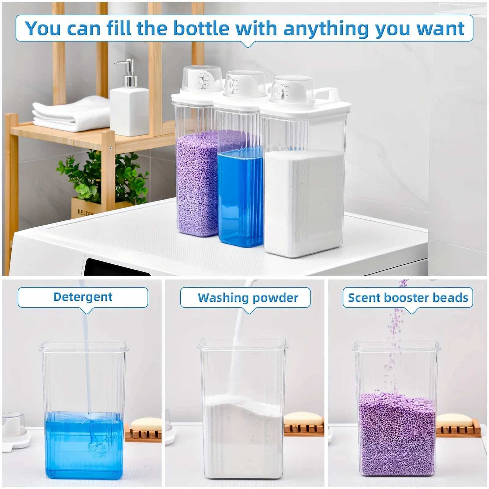 1-3pcs Airtight Laundry Detergent Powder Storage Box Jar Bleach Storage Container Large Capacity Measuring Cup Y251126