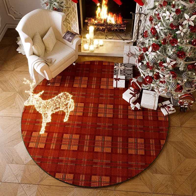 Christmas Tree Base Floor Mat Festive Holiday Apron Rug for Living Room Bedroom Home Holiday DecorM251126