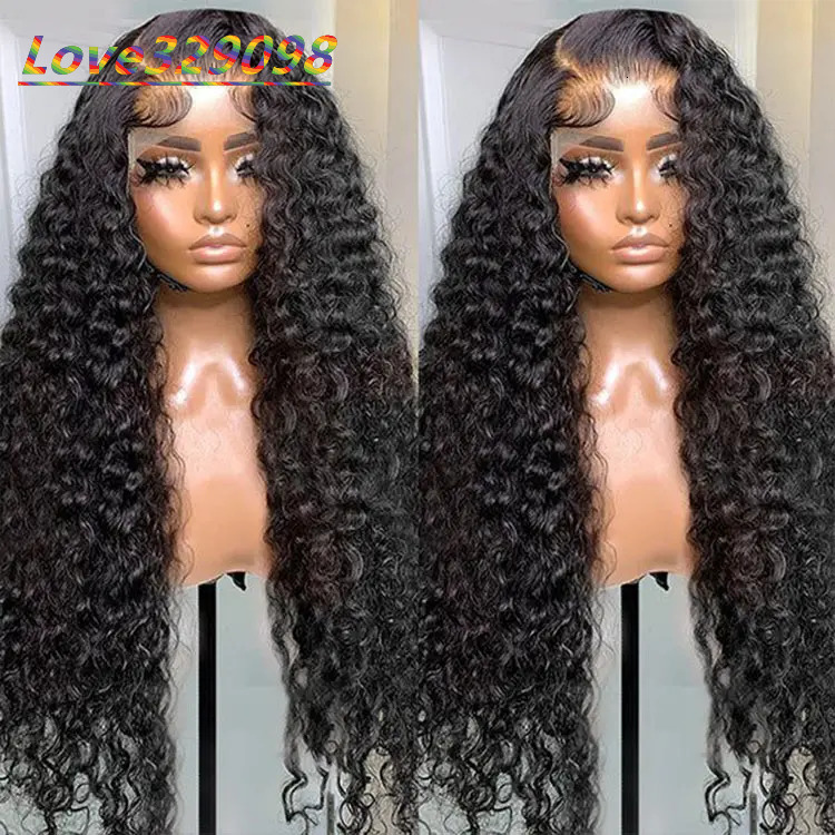 13X4 Transparent Lace Front Cuticle Aligned Deep Wave HD Lace Frontal Wigs Black Women Long Length Human Hair Wigs