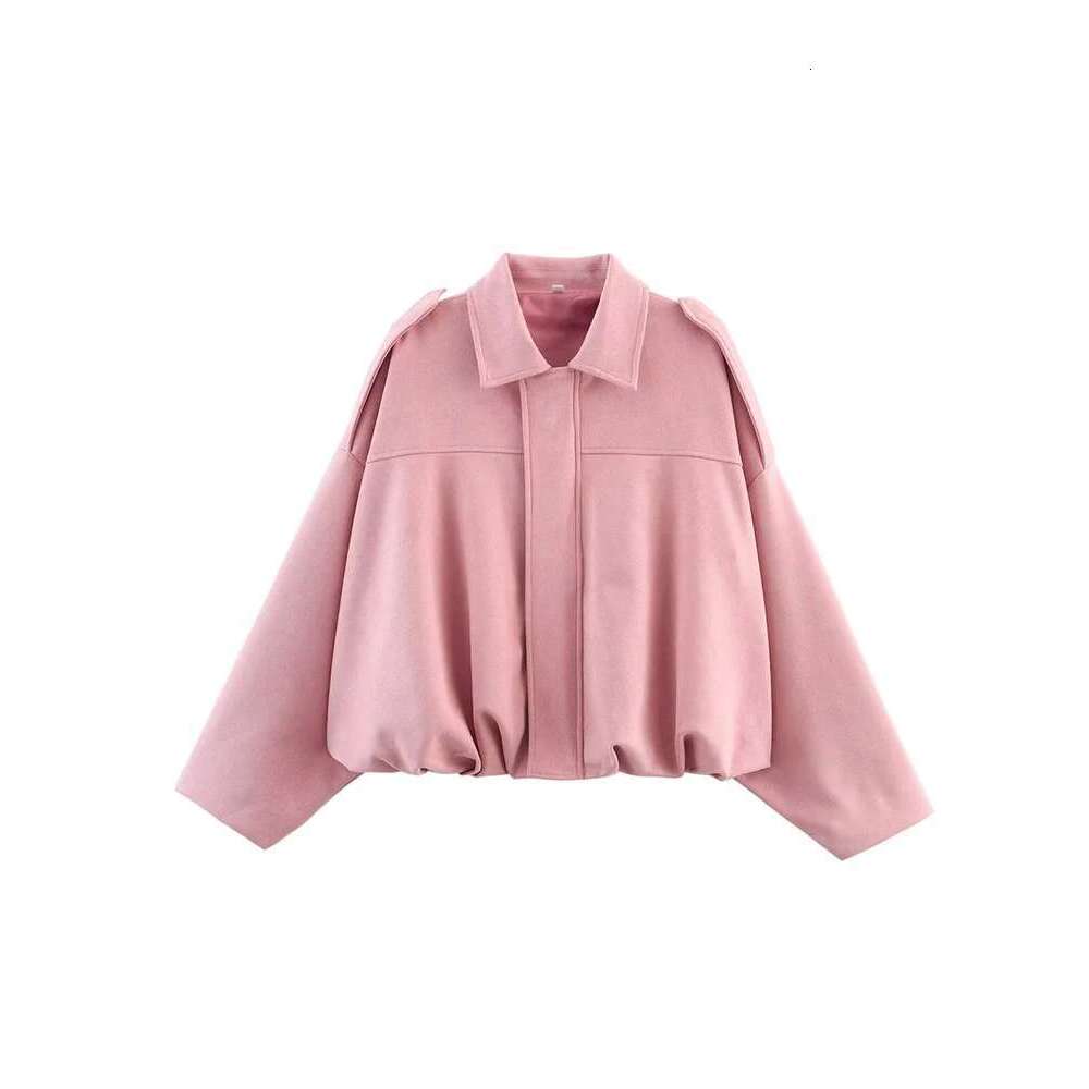 TFMLN Women Suede Jacket Spring New Fashion Long Sleeve Zipper Oversize Solid Bomber Coat Chic Lady 2025 Streetwear