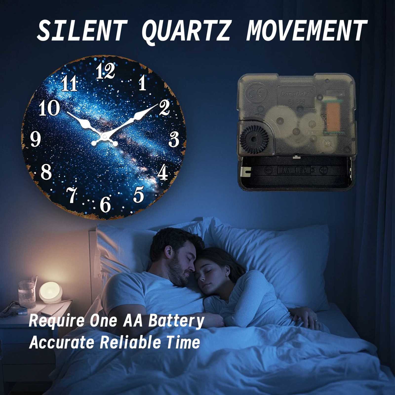 Starry Galaxy Round Wall Clock Cosmic Nebula Pattern Stunning Universe Themed Decor C251126